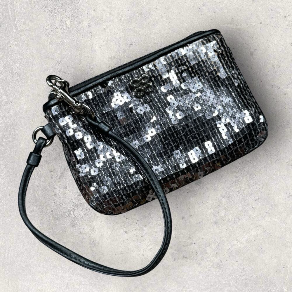Coach Special Occasion Sequin Silver Gunmetal Wristlet